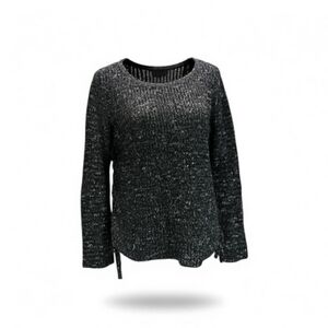 American Eagle Mottled Black & White Pullover Sweater w/ Side Ties Women's S